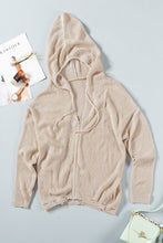 Load image into Gallery viewer, Zipper V-Neck Dropped Sleeve Hooded Solid Sweater