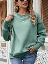 Load image into Gallery viewer, Dropped Shoulder Slit Sweatshirt