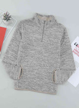 Load image into Gallery viewer, Kids Quarter-Zip Collar Sweatshirt with Kangaroo Pocket