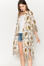 Load image into Gallery viewer, Justin Taylor Floral Open Front Slit Duster Cardigan