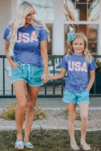 Load image into Gallery viewer, Girls USA Leopard Graphic Tee
