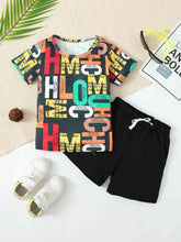 Load image into Gallery viewer, Slogan Print Round Neck Top and Shorts Set