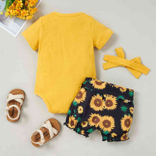 Load image into Gallery viewer, HELLO SUMMER Bodysuit and Sunflower Print Pants Set