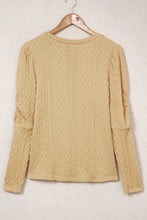 Load image into Gallery viewer, Solid Color Puffy Sleeve Textured Knit Top