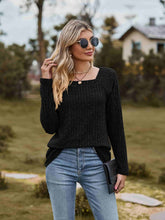 Load image into Gallery viewer, Ribbed Square Neck Long Sleeve Tee