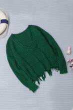 Load image into Gallery viewer, Green Tainted Love Cotton Distressed Sweater