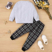 Load image into Gallery viewer, Kids Animal Graphic Sweatshirt and Plaid Joggers Set