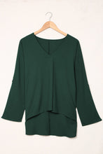 Load image into Gallery viewer, V Neck 3/4 Sleeve High Low Hem Shirt