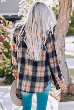 Load image into Gallery viewer, Double Take Plaid Side Slit Curved Hem Shirt