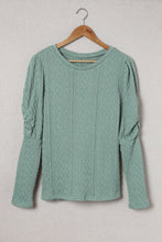 Load image into Gallery viewer, Solid Color Puffy Sleeve Textured Knit Top