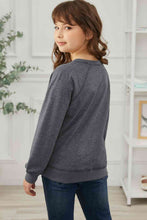 Load image into Gallery viewer, Girls Raglan Sleeve Ribbed Trim Sweatshirt