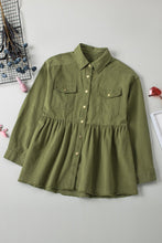 Load image into Gallery viewer, Green Snap Up Babydoll Shirt
