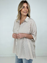 Load image into Gallery viewer, Zenana "Lucky Stripes" Oversized Striped Short Sleeve Button-Up Shirt