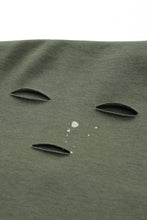 Load image into Gallery viewer, Green Distressed Bleached Asymmetric Hem Short Sleeve Top