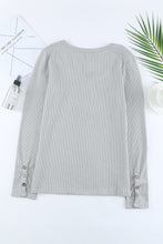 Load image into Gallery viewer, Crewneck Buttons Ribbed Knit Long Sleeve Top
