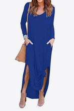 Load image into Gallery viewer, Split Long Sleeve V-Neck Maxi Dress