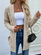 Load image into Gallery viewer, Woven Right Cable-Knit Open Front Cardigan with Front Pockets