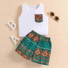 Load image into Gallery viewer, Graphic Tank and Printed Shorts Set