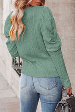 Load image into Gallery viewer, Solid Color Puffy Sleeve Textured Knit Top