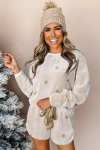 Load image into Gallery viewer, Round Neck Dropped Shoulder Star Print Top and Shorts Lounge Set