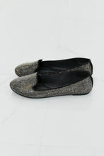 Load image into Gallery viewer, Forever Link Rhinestone Round Toe Flats in Black/Pewter