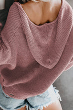 Load image into Gallery viewer, Zipper V-Neck Dropped Sleeve Hooded Solid Sweater
