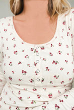 Load image into Gallery viewer, FawnFit Ditsy Floral Henley Long Sleeve Top