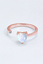 Load image into Gallery viewer, Inlaid Moonstone Heart Adjustable Open Ring