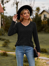 Load image into Gallery viewer, Ribbed V-Neck Long Sleeve Tee