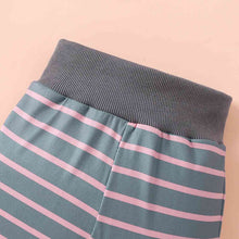 Load image into Gallery viewer, Round Neck Long Sleeve Tee and Stripe Pants Set