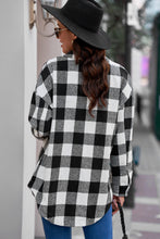 Load image into Gallery viewer, Plaid Curved Hem Dropped Shoulder Longline Shirt Jacket