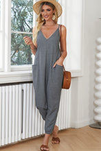 Load image into Gallery viewer, Spaghetti Strap Deep V Jumpsuit with Pockets