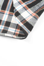 Load image into Gallery viewer, Plaid Drawstring Button Front Hooded Jacket