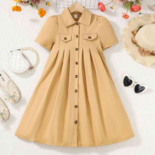 Load image into Gallery viewer, Short Sleeve Collared Neck A-Line Dress