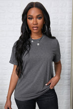 Load image into Gallery viewer, Round Neck Cuffed Short Sleeve Tee