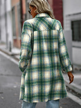 Load image into Gallery viewer, Double Take Plaid Button-Up Longline Jacket with Pockets