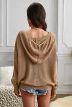 Load image into Gallery viewer, Zipper V-Neck Dropped Sleeve Hooded Solid Sweater