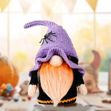 Load image into Gallery viewer, Halloween Decoration Spider Knit Gnome Ornament