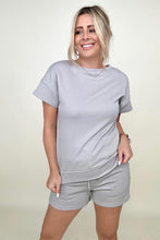 Load image into Gallery viewer, Timeless Textured Crewneck Top and Drawstring Shorts Set