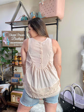 Load image into Gallery viewer, Lace Detail Buttons Back Sleeveless Top