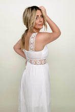 Load image into Gallery viewer, White Floral Openwork Strap Maxi Dress