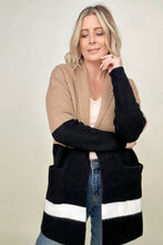 Load image into Gallery viewer, Latte Colorblock Cardigan With Patch Pockets