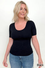 Load image into Gallery viewer, Fawnfit Basic Ribbed Fitted Tee with Built In Bra