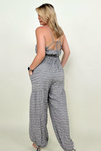 Load image into Gallery viewer, White Birch Sleeveless Halter Tie Back Woven Jumpsuit