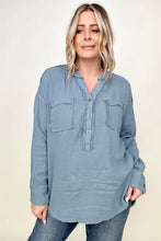 Load image into Gallery viewer, Zenana Gauze Split Neck Button Front Top