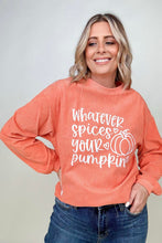Load image into Gallery viewer, Whatever Spices Your Pumpkin Oversized Corduroy Graphic Sweatshirt