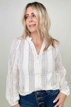 Load image into Gallery viewer, Deep V Long Sleeve Button Up Lace Top