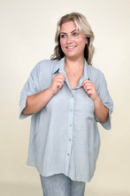 Load image into Gallery viewer, Umgee Pleated Batwing Short Sleeve Button Up Top