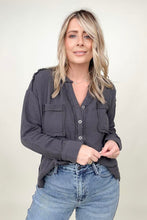 Load image into Gallery viewer, Zenana Gauze Split Neck Button Front Top