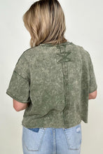 Load image into Gallery viewer, Zenana French Terry Acid Wash Raw Edge Crop Top